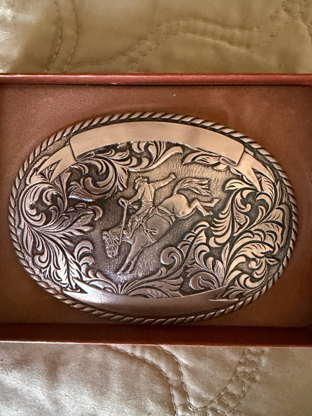 VTG 70s 80s Rawcliffe Solid Brass Rodeo Bronco Belt Buckle Antique Silver Tone - Picture 2 of 6